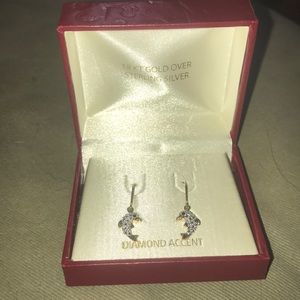 Diamond Accent Dolphin Earrings
